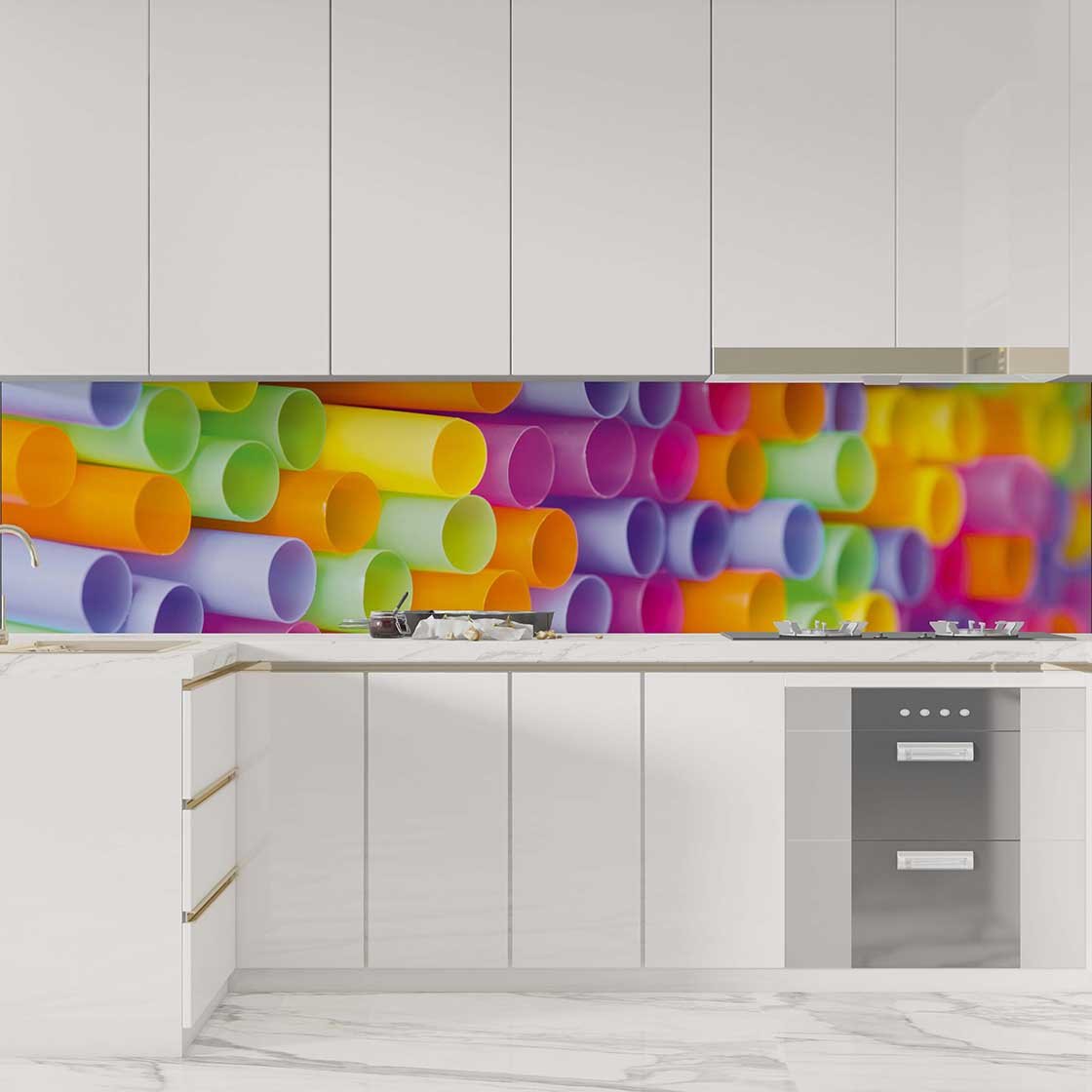 Autocolant bucătărie Rainbow Drinking Straw - clevny.ro