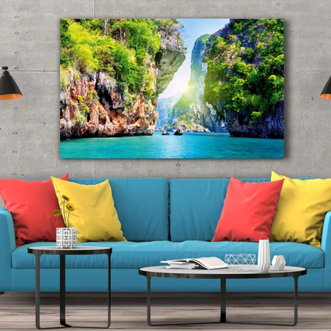 Tablou Canvas Ocean Mountains - clevny.ro