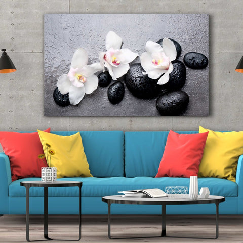 Tablou Canvas Orchids on Black Stones - clevny.ro