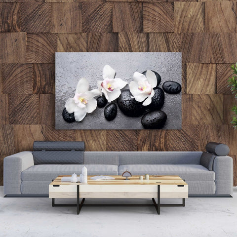 Tablou Canvas Orchids on Black Stones - clevny.ro