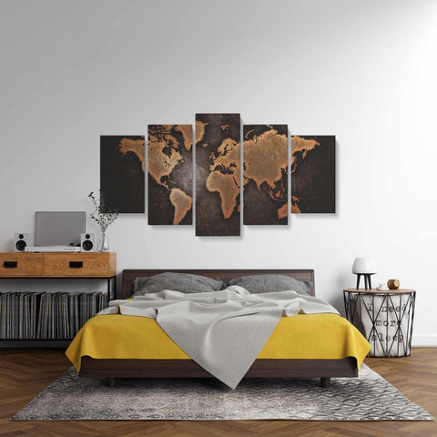 Tablou MultiCanvas 5 piese World Map Abstract - clevny.ro